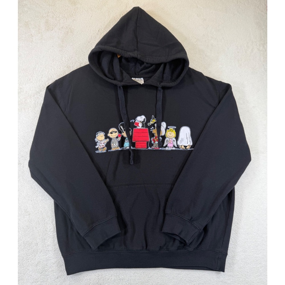 Peanuts Halloween Snoopy Gang Black Hoodie Pullover Large (11-13) RN117508